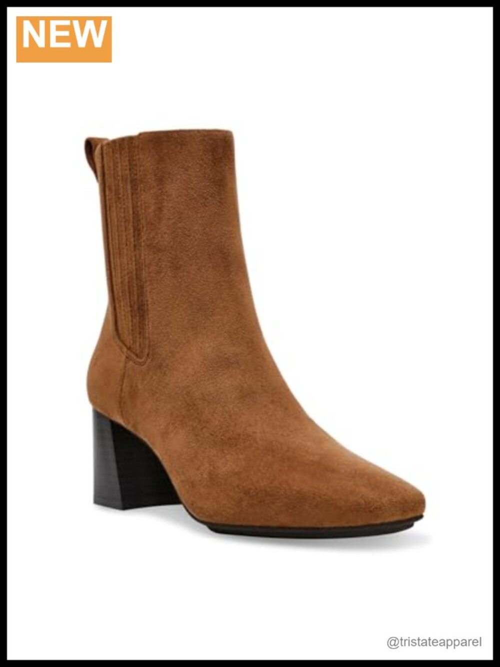 Faux Leather Ankle Bootie Block Heel Square Toe Zip